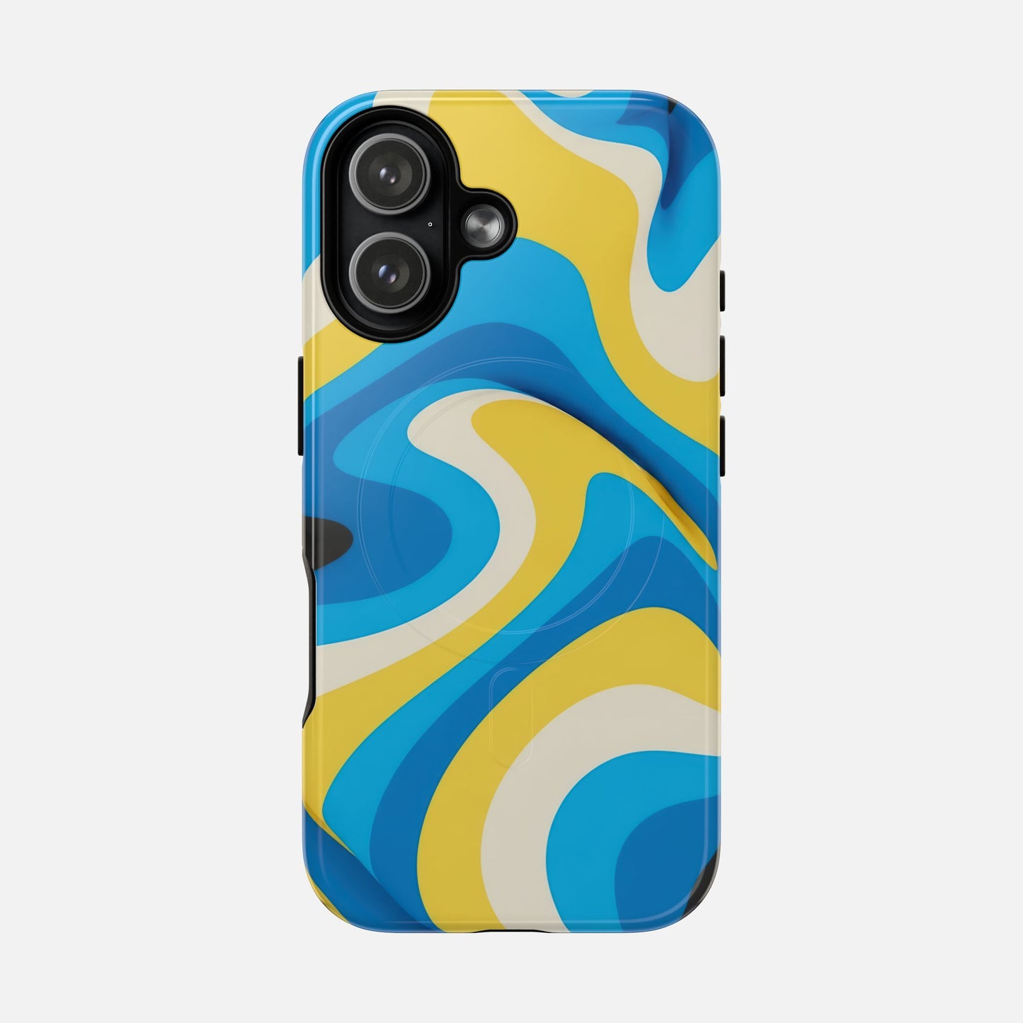 Blue & Yellow Abstract Swirl iPhone Case — Tough Magnetic | MagSafe Compatible