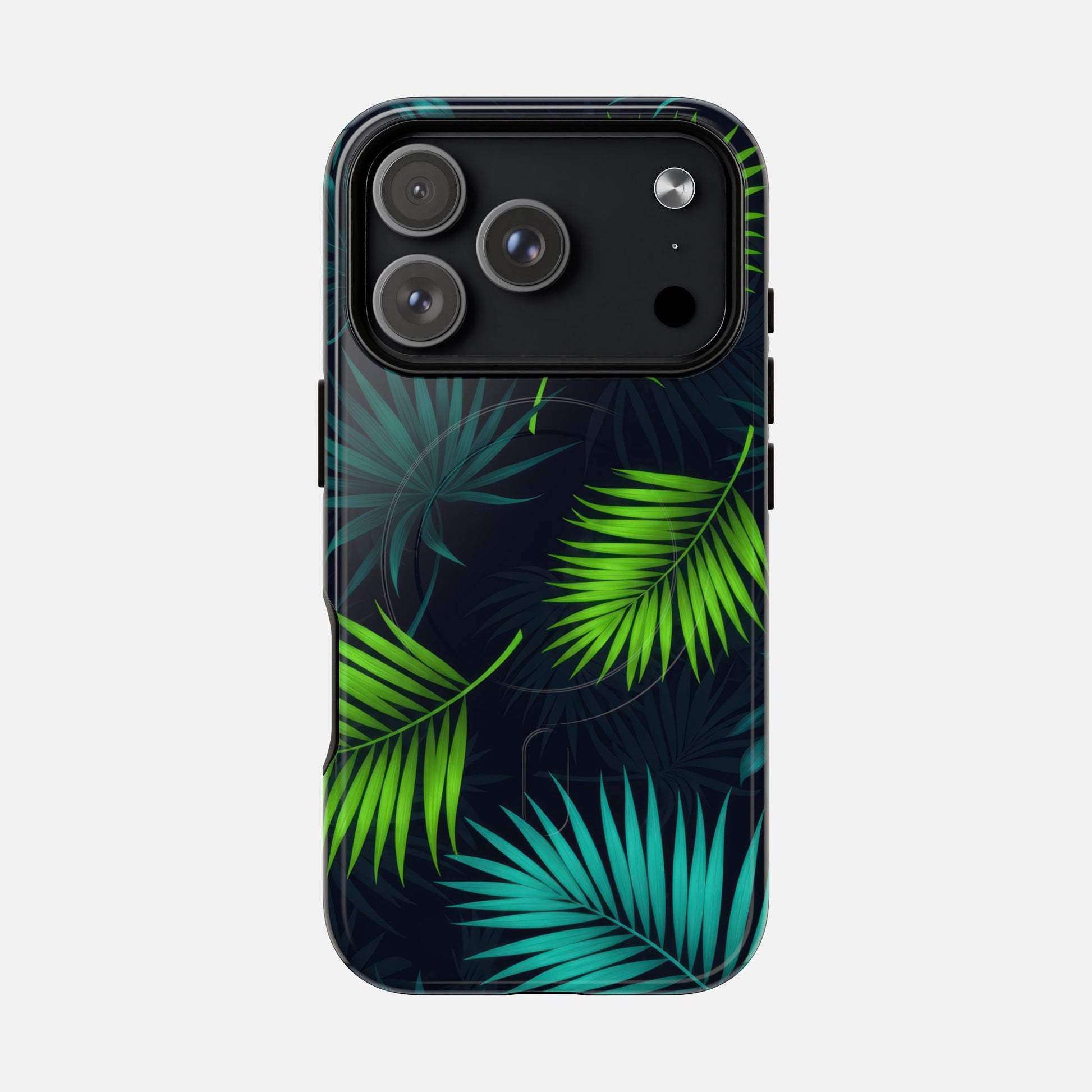 Tropical Palm Tough Magnetic Phone Case — Protective Magnetic iPhone Cover with Green Leaf Design iPhone 17 Pro Glossy Phone Case