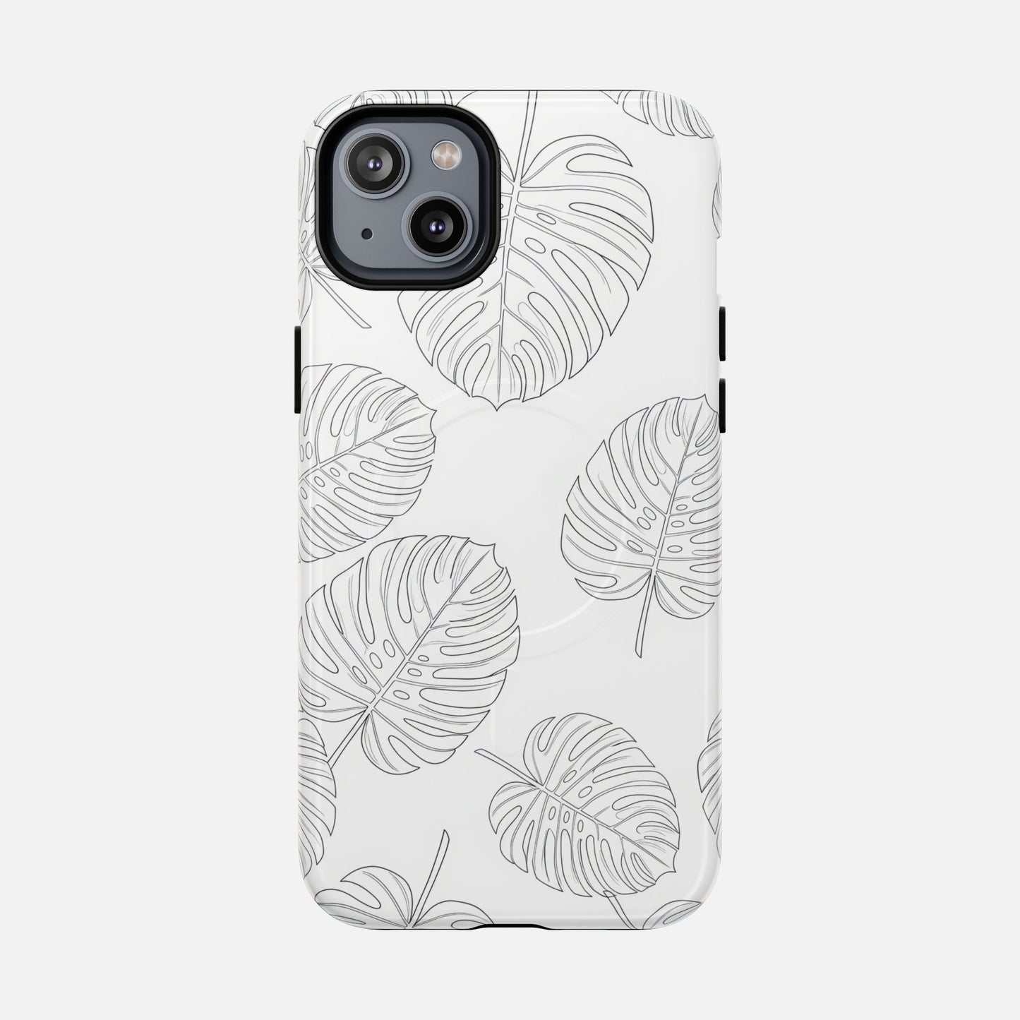 Monstera Leaf Clear Tropical Pattern iPhone Case — Tough Magnetic | MagSafe Compatible