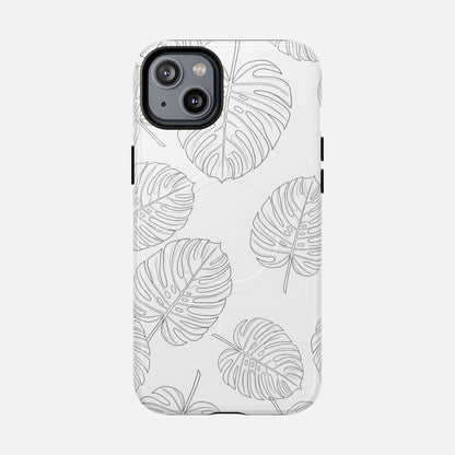 Monstera Leaf Clear Tropical Pattern iPhone Case — Tough Magnetic | MagSafe Compatible