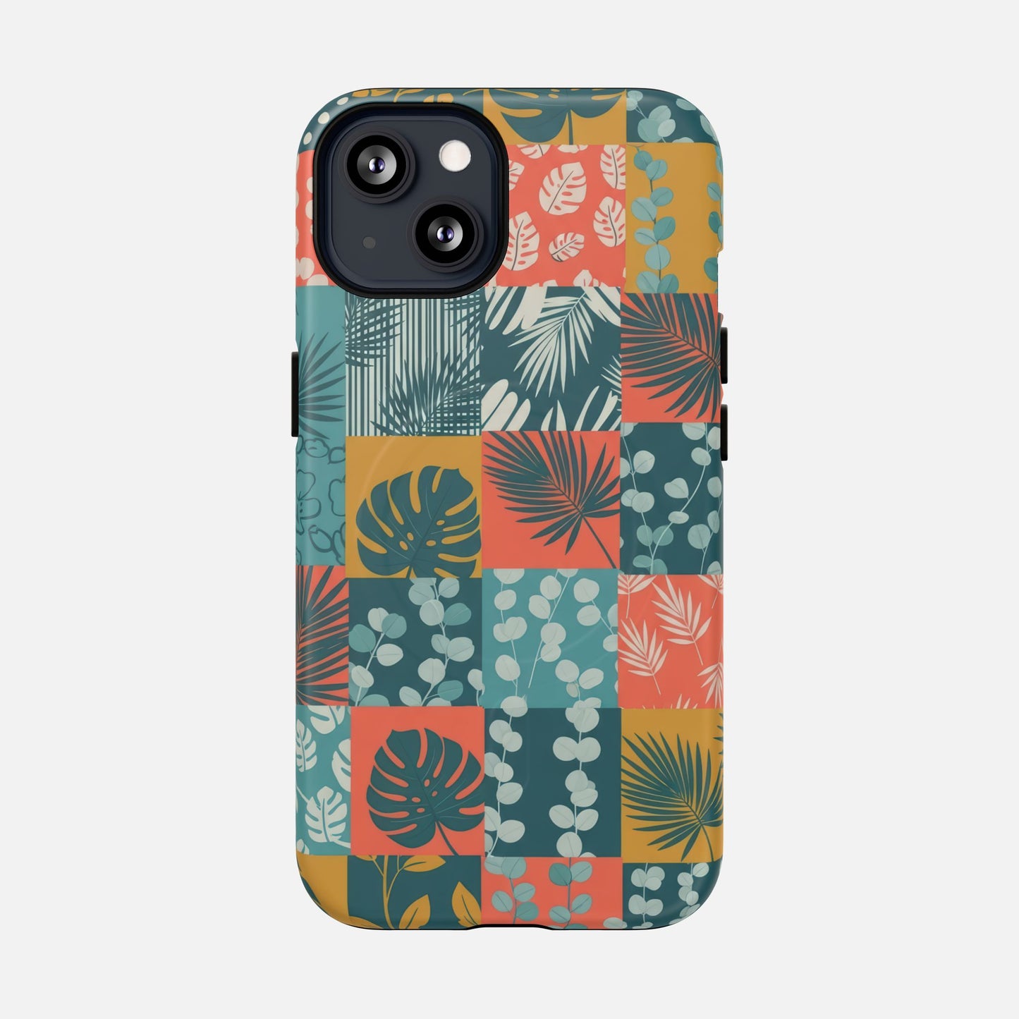 Tropical Patchwork Tough Magnetic Phone Case iPhone 13 Matte Phone Case