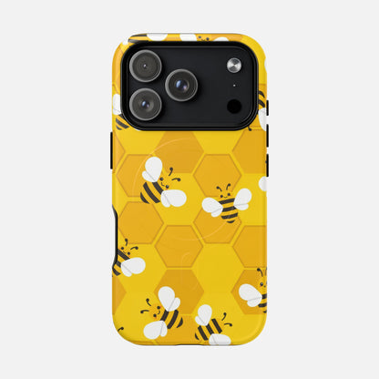 Cute Yellow Bumblebee iPhone Case — Tough Magnetic | MagSafe Compatible
