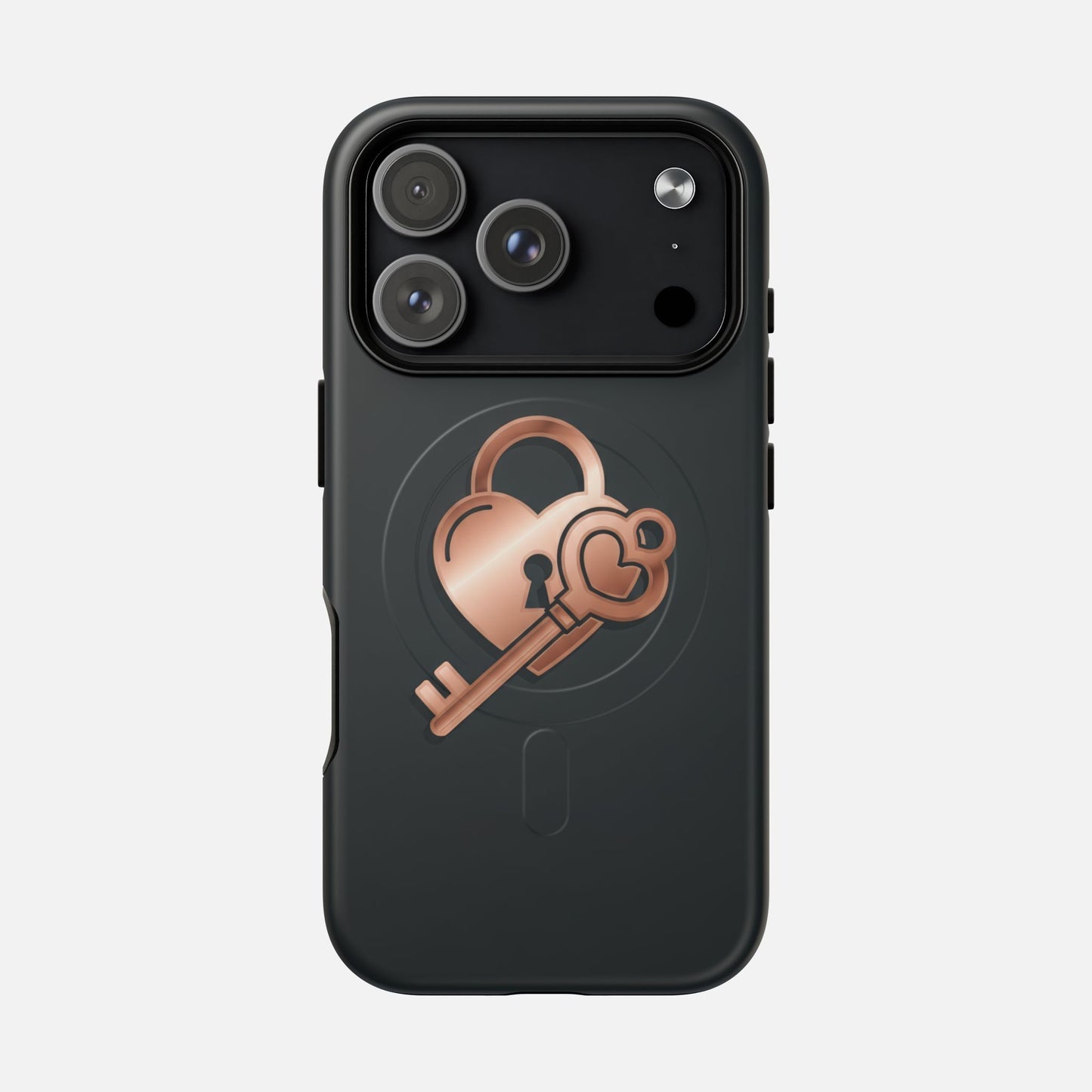 Rose Gold Lock & Key Design iPhone Case — Tough Magnetic | MagSafe Compatible