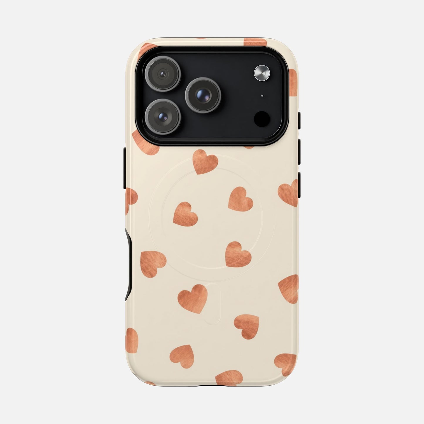 Heart Pattern Peach Watercolor iPhone Case — Tough Magnetic | MagSafe Compatible