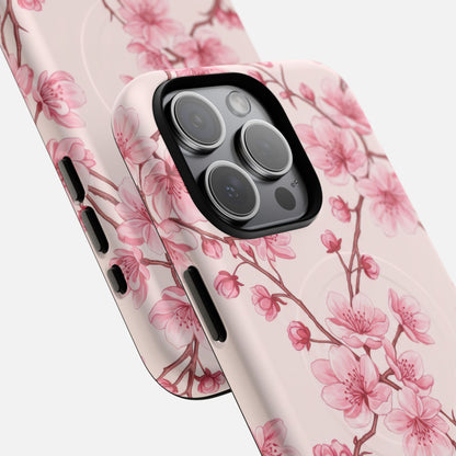 Pink Cherry Blossom iPhone Case — Tough Magnetic | MagSafe Compatible