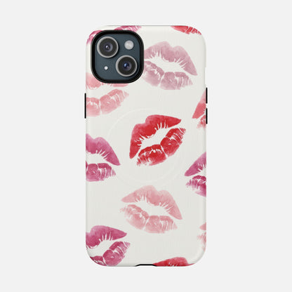 Pink Kiss Print iPhone Case — Tough Magnetic | MagSafe Compatible