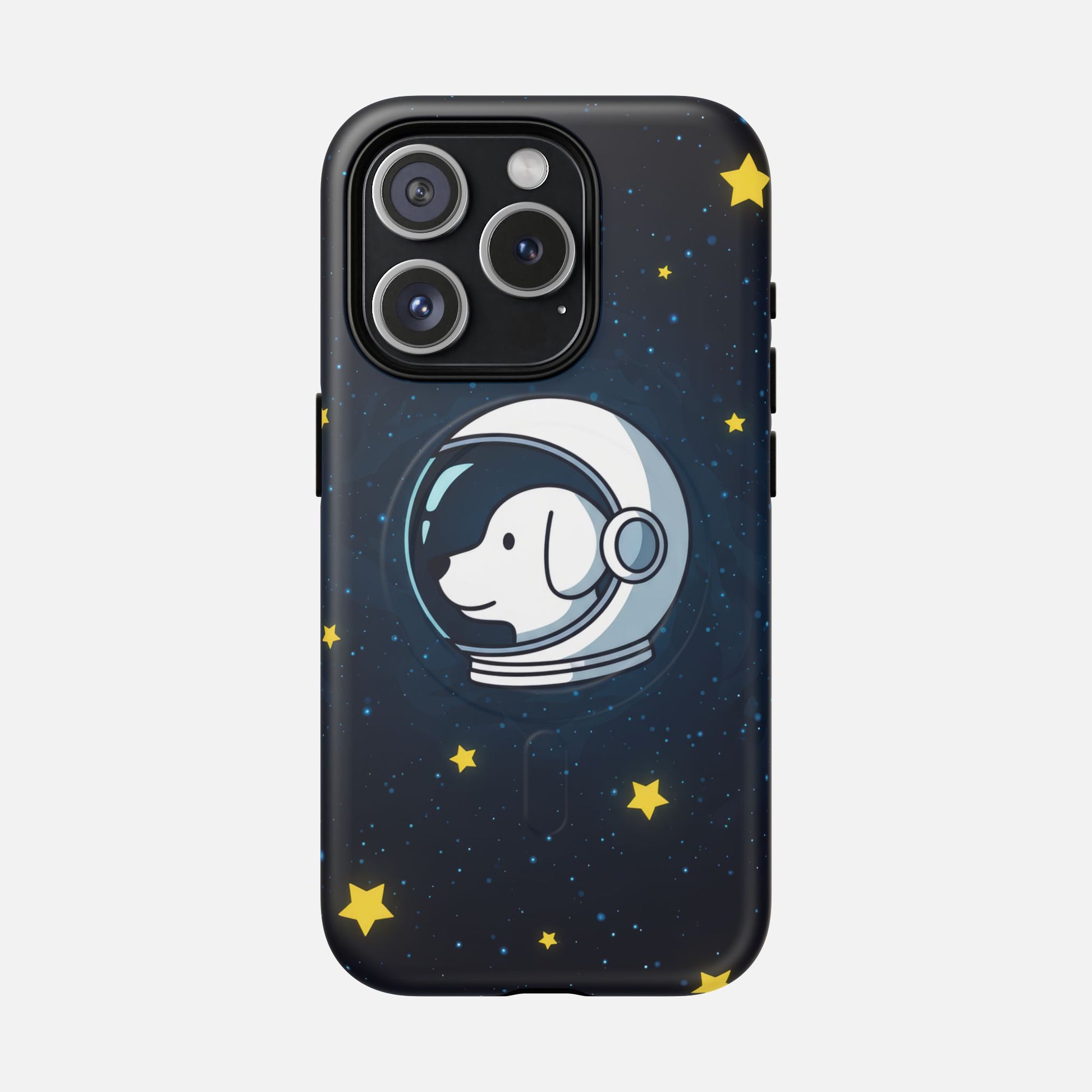 Astronaut Dog Magnetic Phone Case — Cute Space Puppy iPhone Cover with Stars iPhone 15 Pro Matte Phone Case