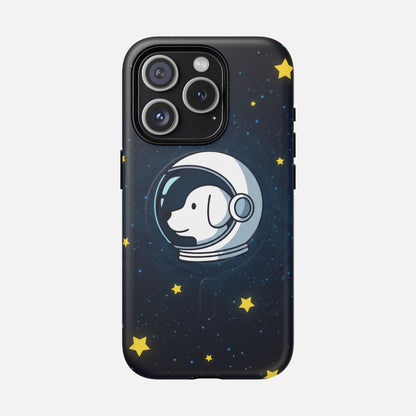 Astronaut Dog Magnetic Phone Case — Cute Space Puppy iPhone Cover with Stars iPhone 15 Pro Matte Phone Case