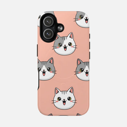 Cute Gray & White Cat iPhone Case — Tough Magnetic | MagSafe Compatible