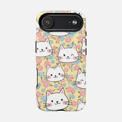 Cute Floral Cat iPhone Case — Tough Magnetic | MagSafe Compatible