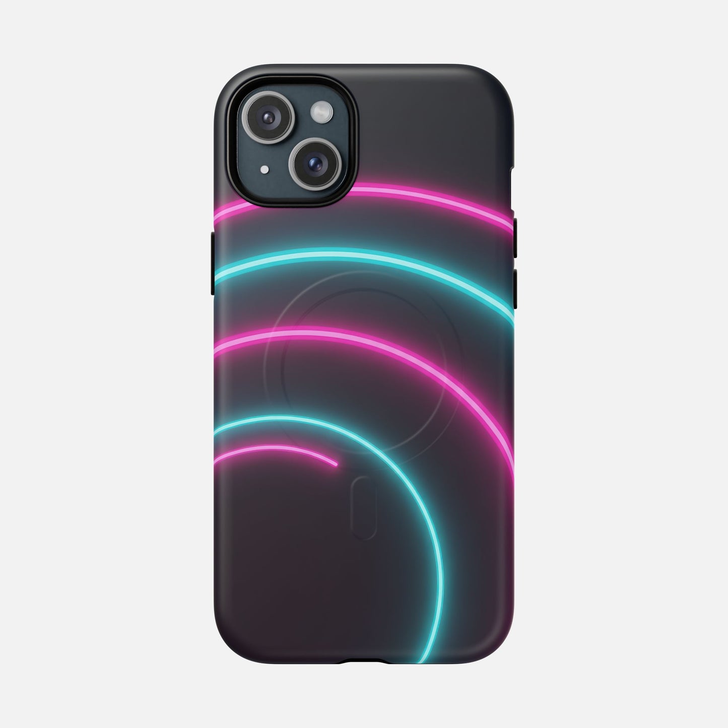 Neon Arc with Pink & Teal Glow iPhone Case — Tough Magnetic | MagSafe Compatible