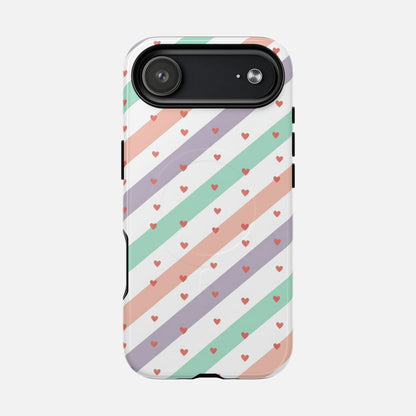 Valentine Pastel Stripes iPhone Case — Tough Magnetic | MagSafe Compatible