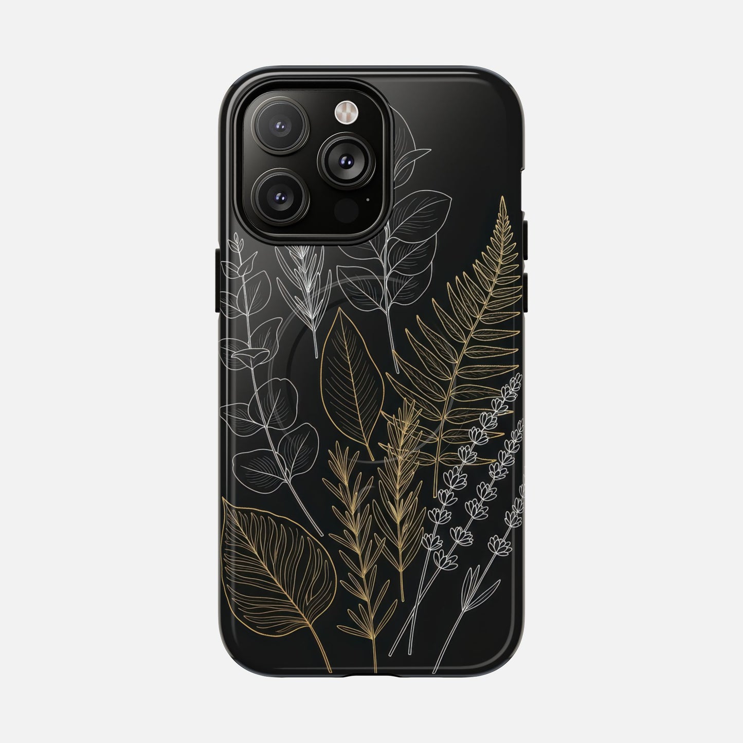 Tough Magnetic Case — Botanical Gold & Silver Fern Phone Cover iPhone 14 Pro Max Glossy Phone Case