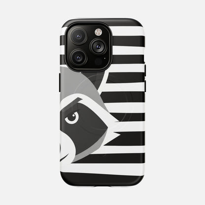 Raccoon Stripe Black & White Animal Design iPhone Case — Tough Magnetic | MagSafe Compatible