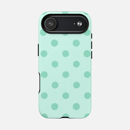 Mint Polka Dot iPhone Case — Tough Magnetic | MagSafe Compatible