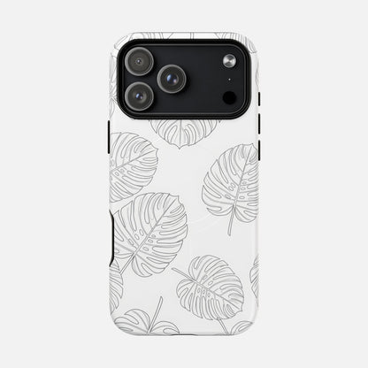 Monstera Leaf Clear Tropical Pattern iPhone Case — Tough Magnetic | MagSafe Compatible