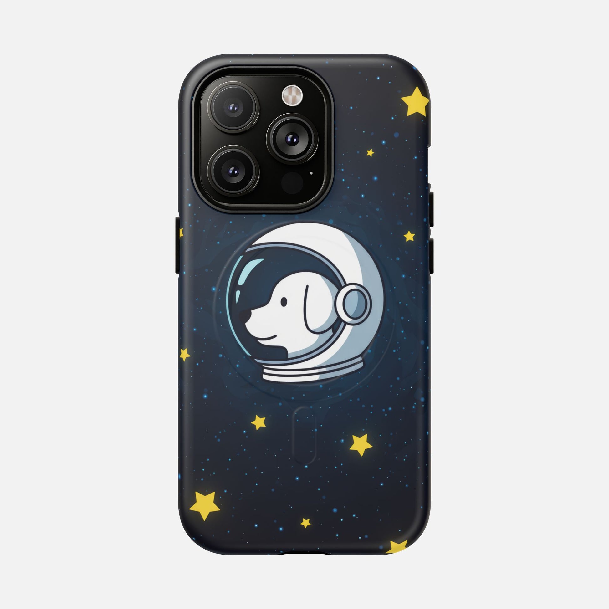 Astronaut Dog Magnetic Phone Case — Cute Space Puppy iPhone Cover with Stars iPhone 14 Pro Matte Phone Case