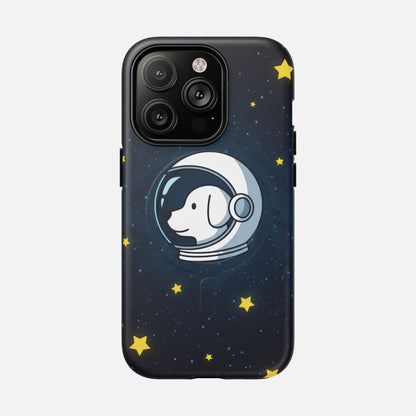 Astronaut Dog Magnetic Phone Case — Cute Space Puppy iPhone Cover with Stars iPhone 14 Pro Matte Phone Case