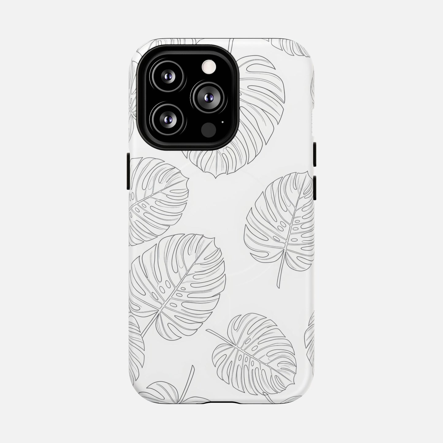 Monstera Leaf Clear Tropical Pattern iPhone Case — Tough Magnetic | MagSafe Compatible