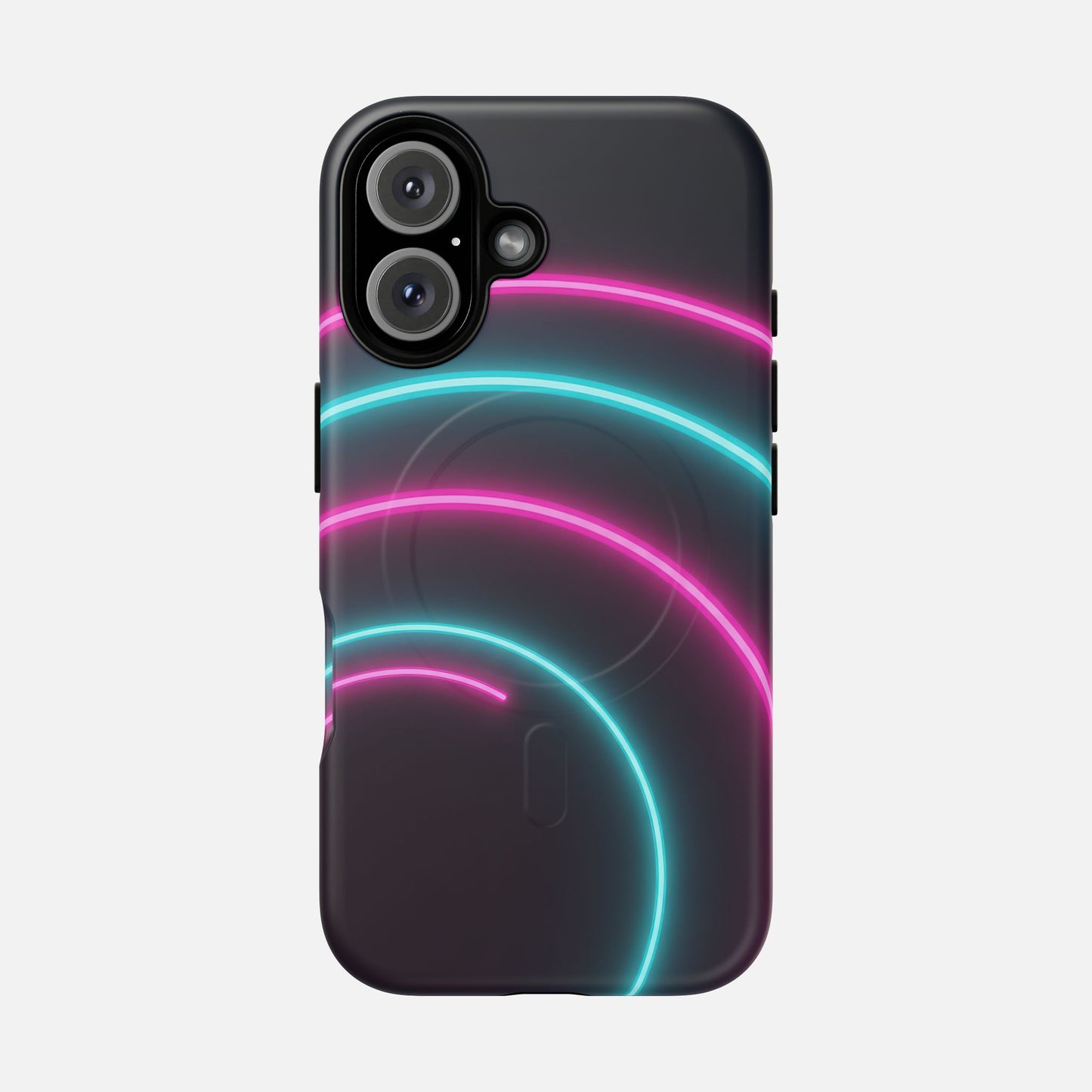 Neon Arc with Pink & Teal Glow iPhone Case — Tough Magnetic | MagSafe Compatible