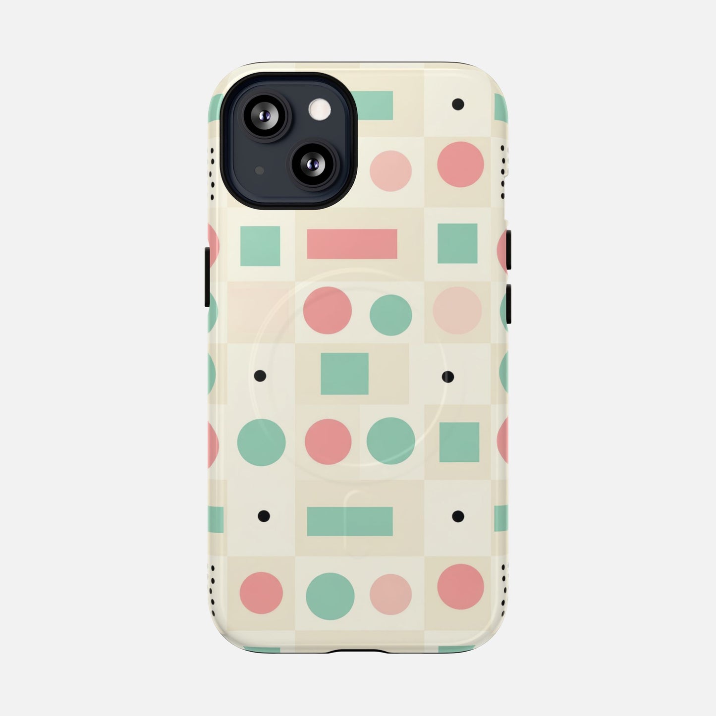Pastel Circles & Squares iPhone Case — Tough Magnetic | MagSafe Compatible