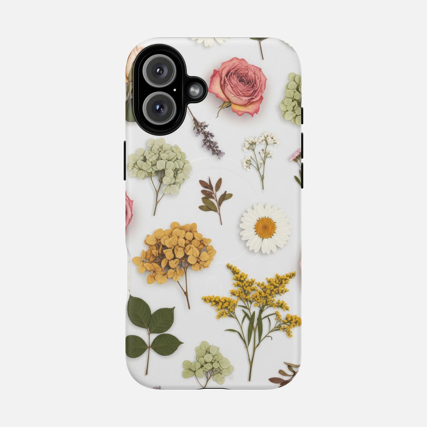Floral Pressed Flower Tough Magnetic Phone Case — Botanical Dried Flowers Design iPhone 16 Plus Matte Phone Case