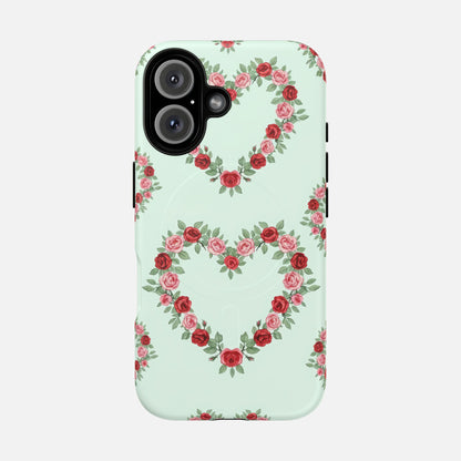 Rose Heart Floral iPhone Case — Tough Magnetic | MagSafe Compatible