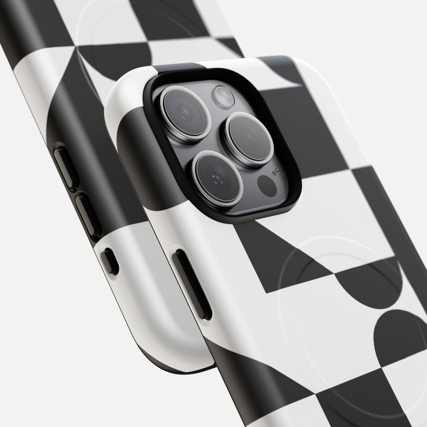 Geometric Black & White iPhone Case — Tough Magnetic | MagSafe Compatible