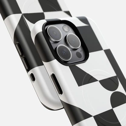 Geometric Black & White iPhone Case — Tough Magnetic | MagSafe Compatible
