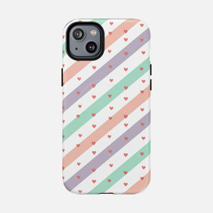 Valentine Pastel Stripes iPhone Case — Tough Magnetic | MagSafe Compatible