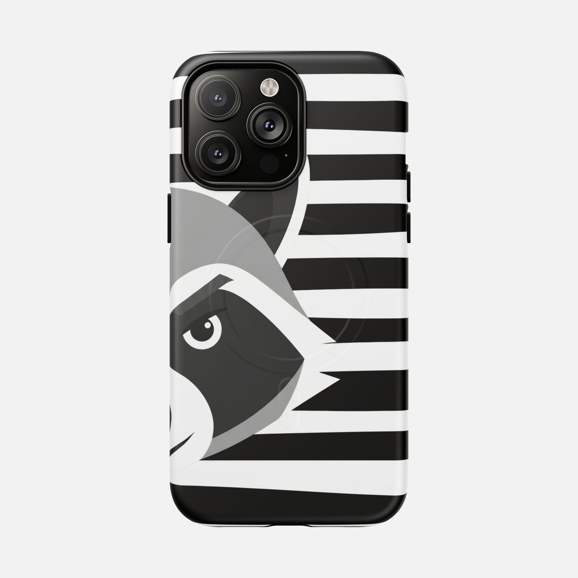 Raccoon Stripe Tough Magnetic Phone Case — Black & White Animal Design iPhone 14 Pro Max Matte Phone Case