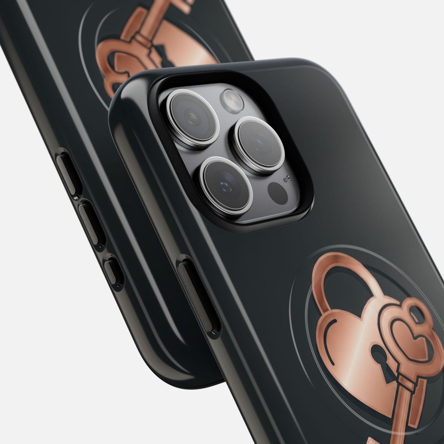 Rose Gold Lock & Key Design iPhone Case — Tough Magnetic | MagSafe Compatible