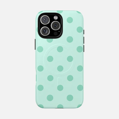 Mint Polka Dot iPhone Case — Tough Magnetic | MagSafe Compatible