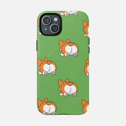 Corgi Bum Magnetic Tough Case — Cute Cartoon Dog Phone Cover iPhone 15 Plus Matte Phone Case
