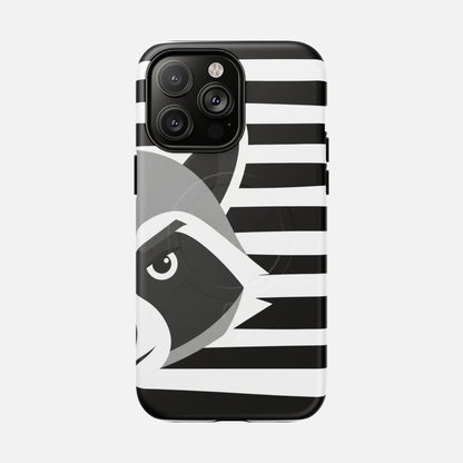 Raccoon Stripe Black & White Animal Design iPhone Case — Tough Magnetic | MagSafe Compatible