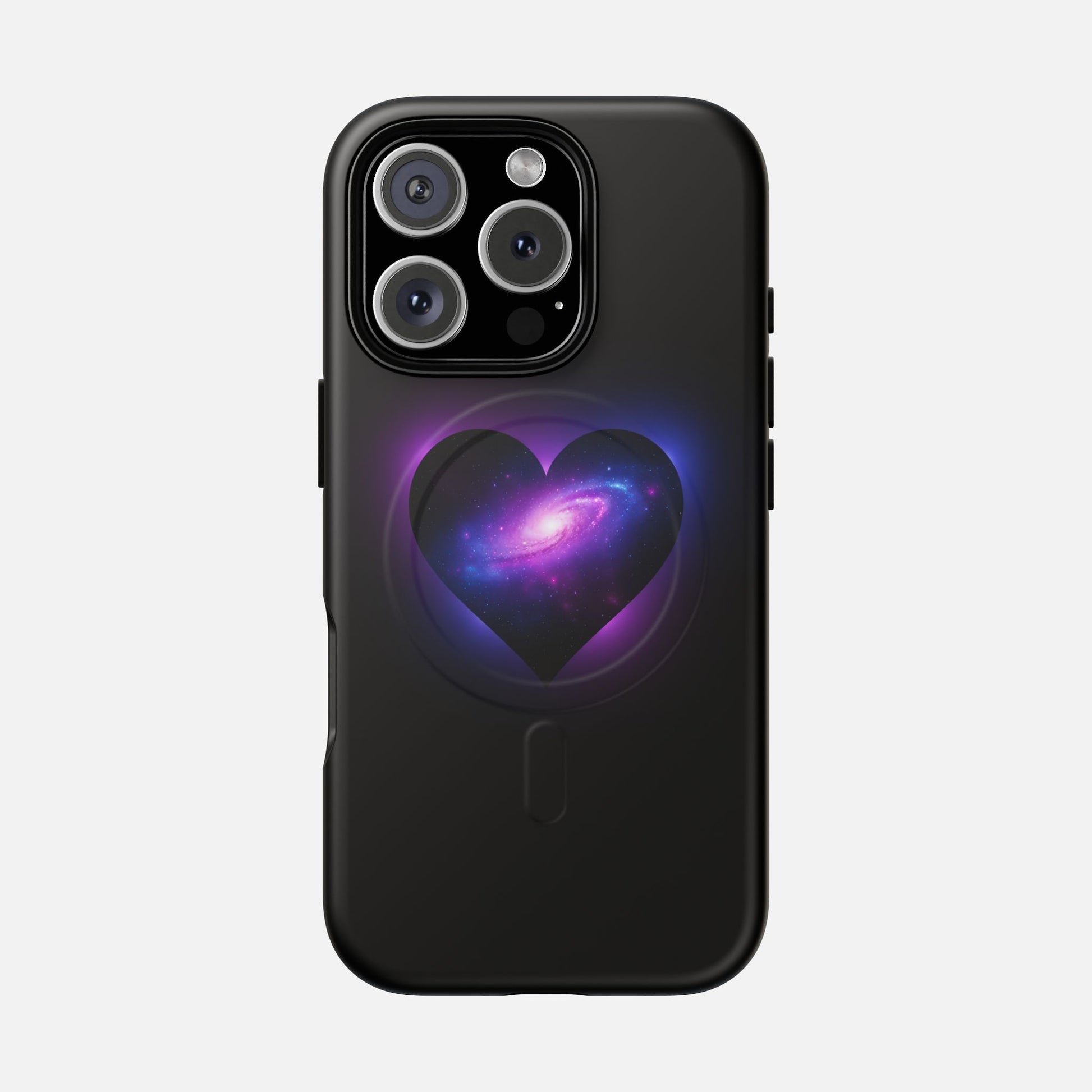 Galaxy Heart Tough Magnetic Phone Case — Magnetic Protective iPhone Cover with Purple Nebula Design iPhone 16 Pro Matte Phone Case