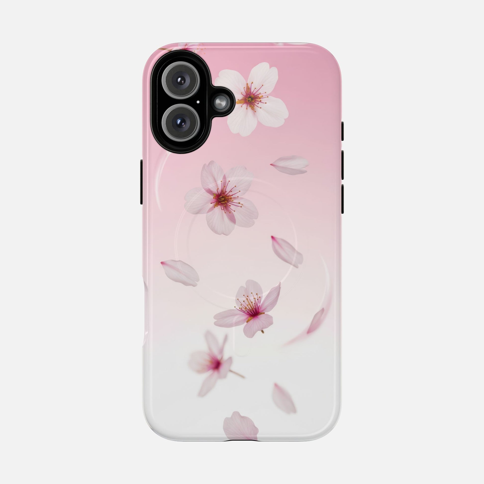 Floral Sakura Tough Magnetic Phone Case — Pink Cherry Blossom Design iPhone 16 Plus Glossy Phone Case