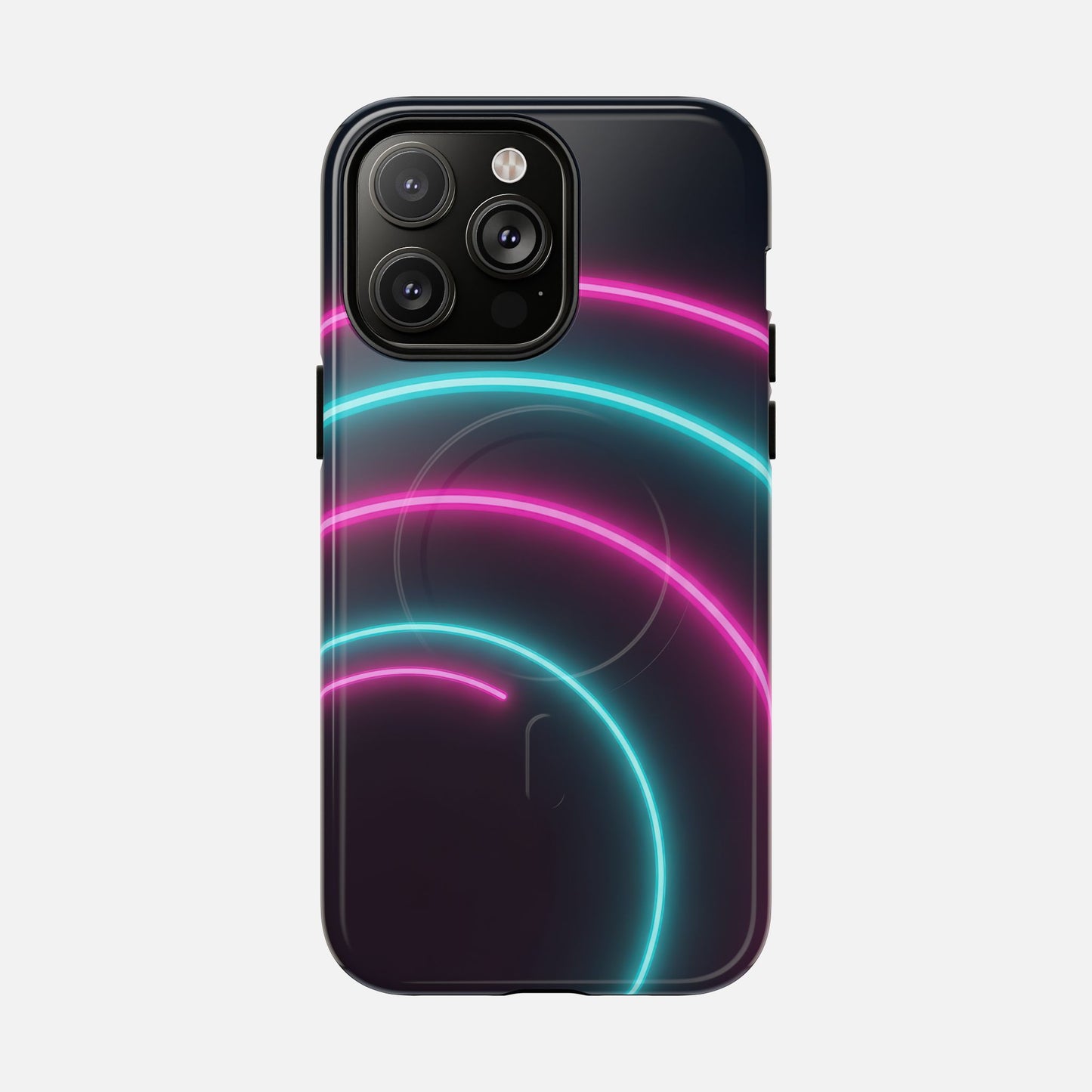 Neon Arc with Pink & Teal Glow iPhone Case — Tough Magnetic | MagSafe Compatible