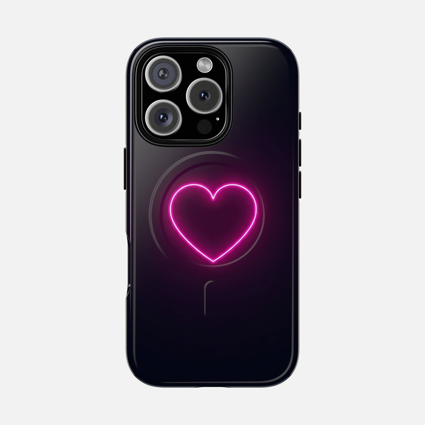 Neon Heart With Glow Pink iPhone Case — Tough Magnetic | MagSafe Compatible