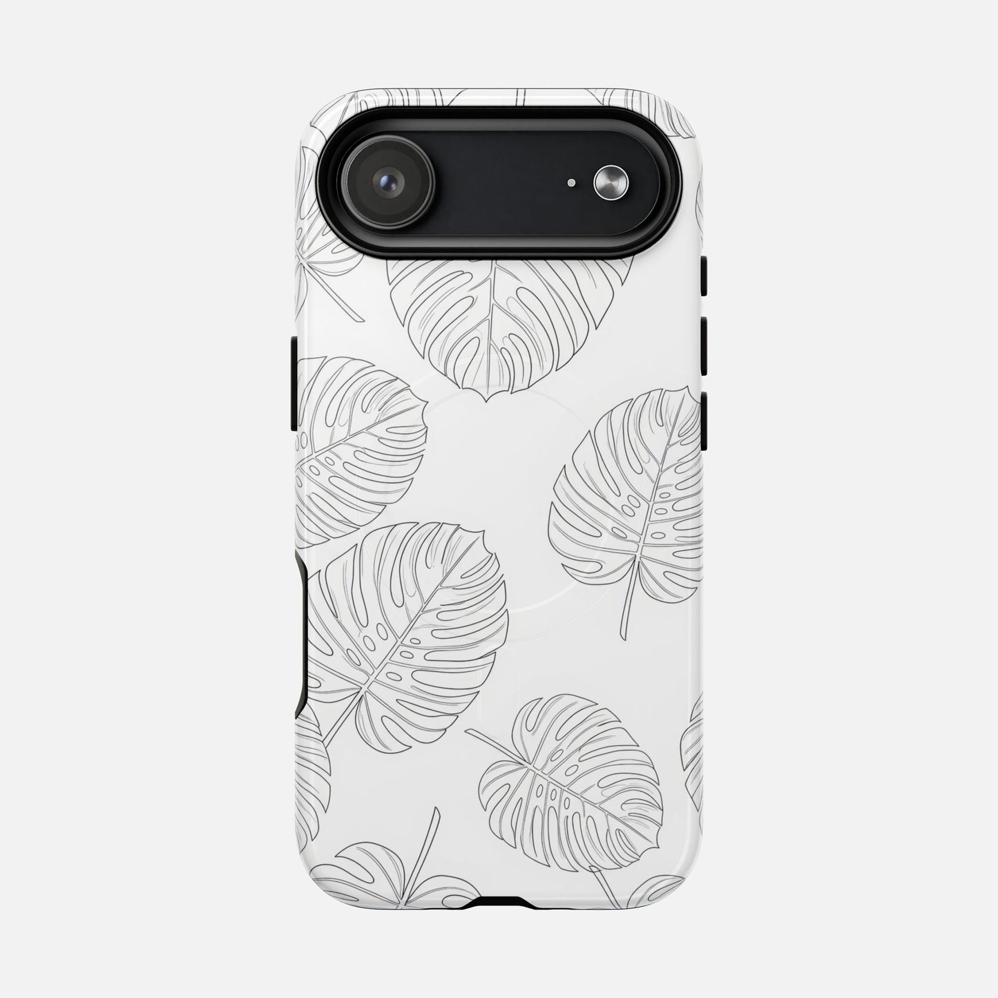 Monstera Leaf Clear Tropical Pattern iPhone Case — Tough Magnetic | MagSafe Compatible
