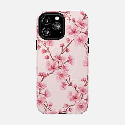 Pink Cherry Blossom iPhone Case — Tough Magnetic | MagSafe Compatible