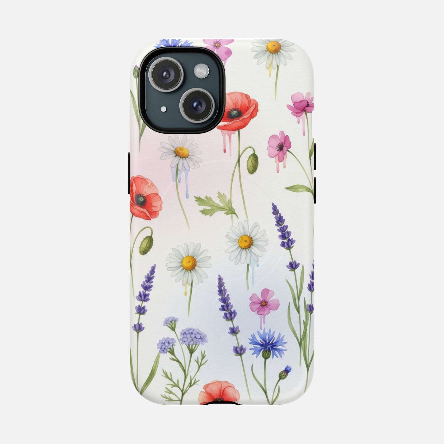 Floral Wildflower Tough Magnetic Phone Case — Poppies, Daisies & Lavender iPhone 15 Matte Phone Case