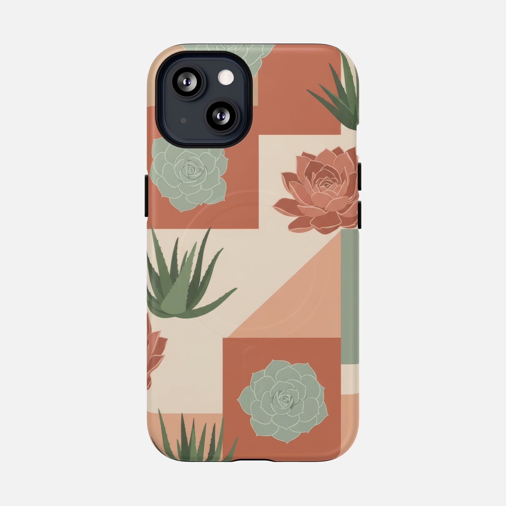 Succulent Pattern Tough Magnetic Phone Case iPhone 13 Matte Phone Case