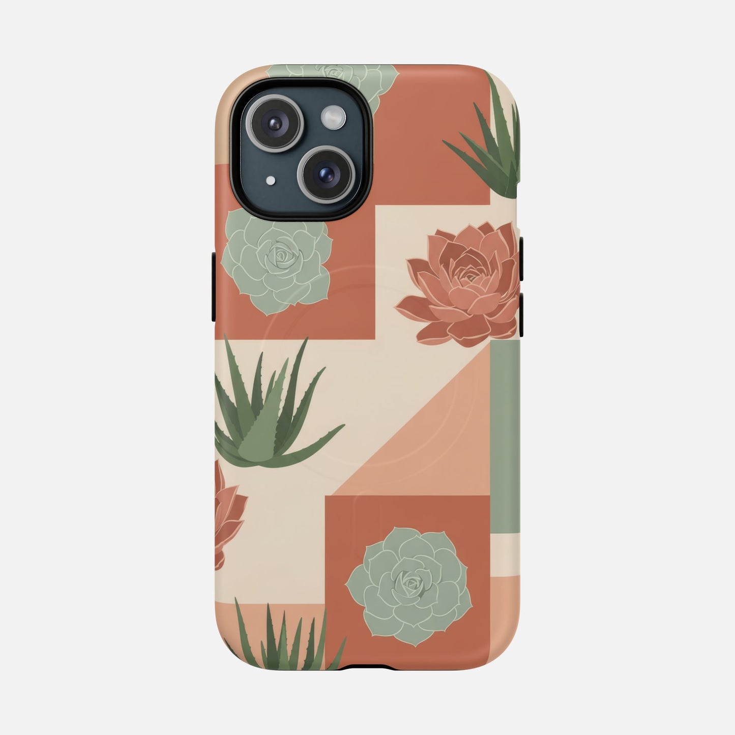Succulent Pattern Tough Magnetic Phone Case iPhone 15 Matte Phone Case