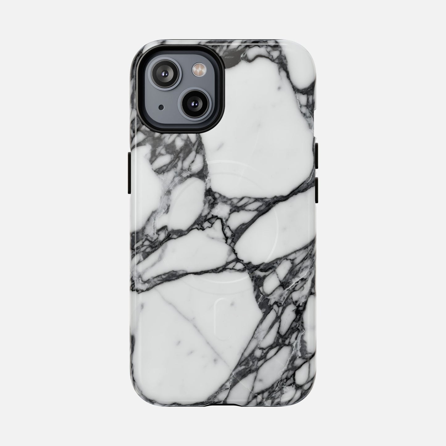Black and white marble pattern phone case with modern, stylish design