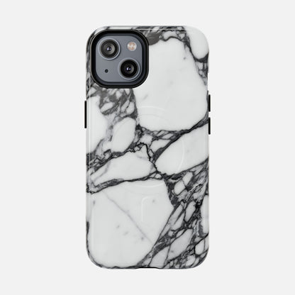 Black and white marble pattern phone case with modern, stylish design