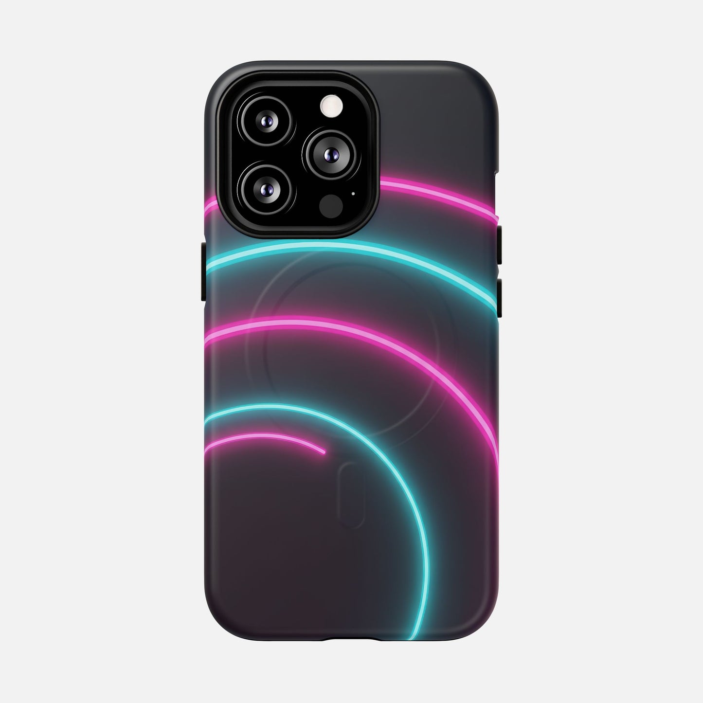 Neon Arc with Pink & Teal Glow iPhone Case — Tough Magnetic | MagSafe Compatible