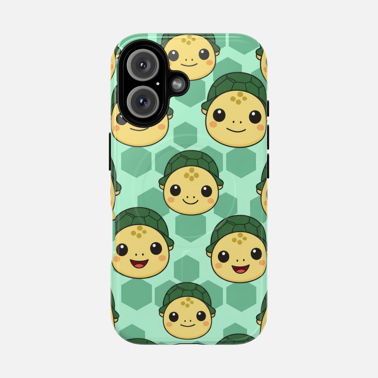 Cute Turtle Pattern Phone Case — Tough Magnetic Protective iPhone Cover iPhone 16 Glossy Phone Case