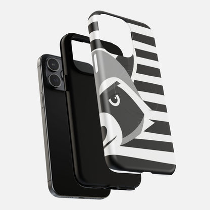 Raccoon Stripe Black & White Animal Design iPhone Case — Tough Magnetic | MagSafe Compatible