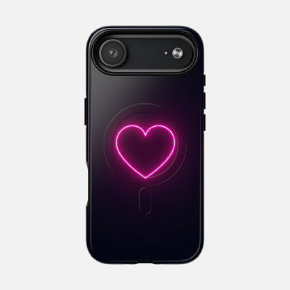 Neon Heart With Glow Pink iPhone Case — Tough Magnetic | MagSafe Compatible